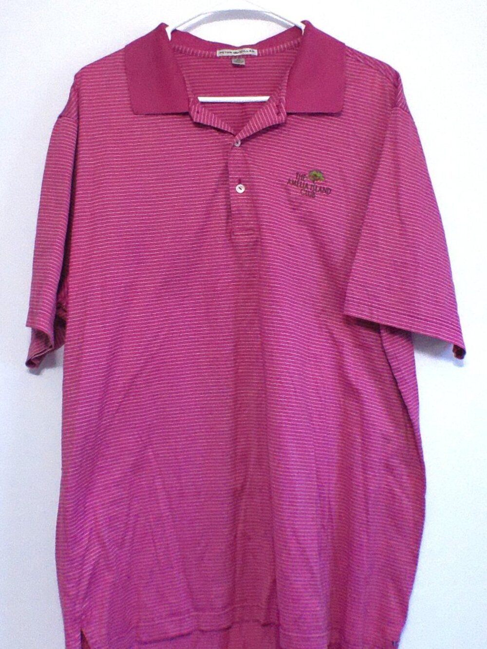 Peter Millar Amelia Island Club Polo Shirt Mens XL Pink Striped 100% Cotton Golf